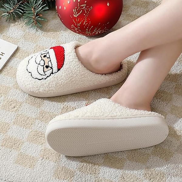 Damtofflor Jul Söta Tecknade Fluffiga Varma Hemtofflor Tomte Santa Claus 41-42