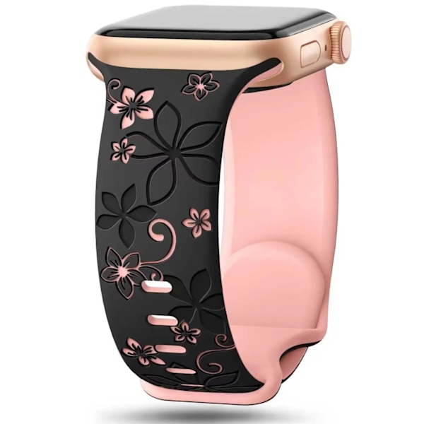 Graveret rem til Apple Watch Band 40mm 44mm 41mm 49mm 45mm 38mm 42mm silikone armbånd til iwatch serie 9 7 se 6 5 4 8 ultra sort pink black pink 38mm 40mm 41mm