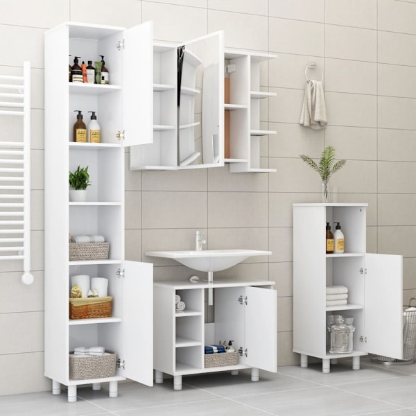 vidaXL Badrumsskåp Vit 30x30x179 cm Konstruerat Trä White White