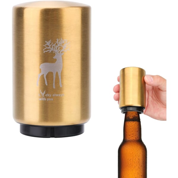 Automatisk flasköppnare, ölflasköppnare Magnetic Golden ABS