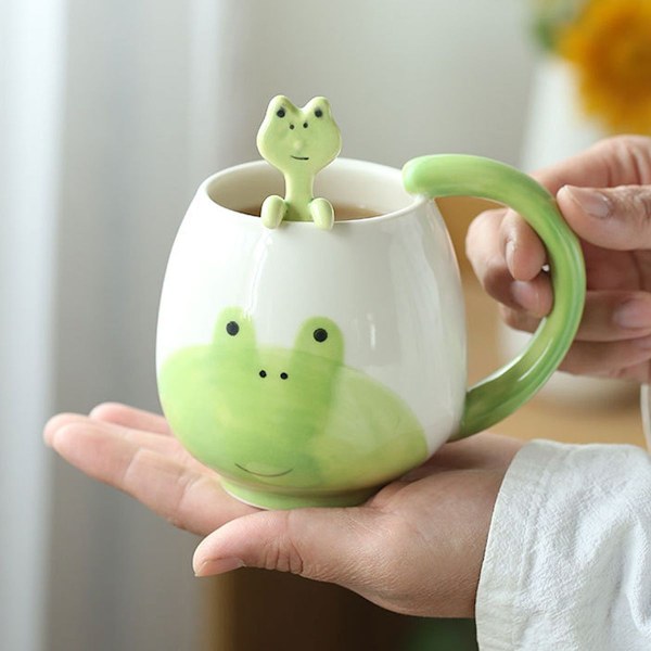 Roliga grodmuggar, söta kaffemuggar, keramiska grodmuggar med