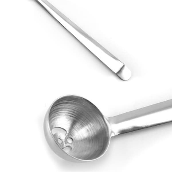 Oliven-ske i rustfrit stål med drænhul med hulske J Silver