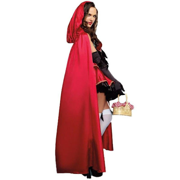 Pieni Punahilkka -asu Deluxe-kirjonnalla Seksikäs mekko Fantasia-asu Cosplay Halloween Hen Party Fantasia-asu M