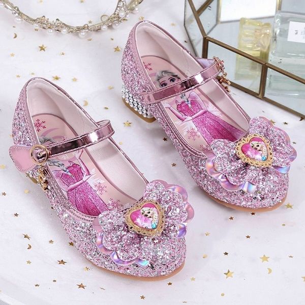 Elsa prinsess skor för flickor med paljetter rosa ZX 15.5cm / size 23