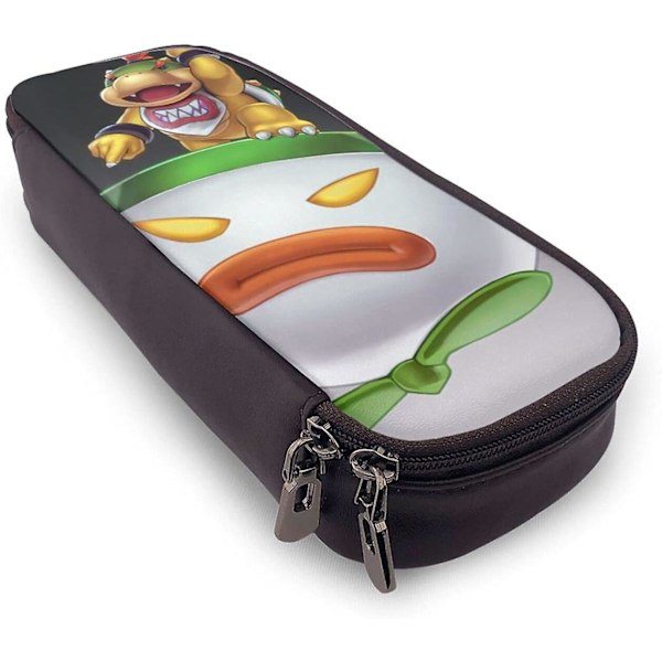 Bowser Jr Blyantveske i Skinn Blyantveske Skriveveske Kontor Bærbar Oppbevaringsboks Kosmetikkveske Mappe bd003664
