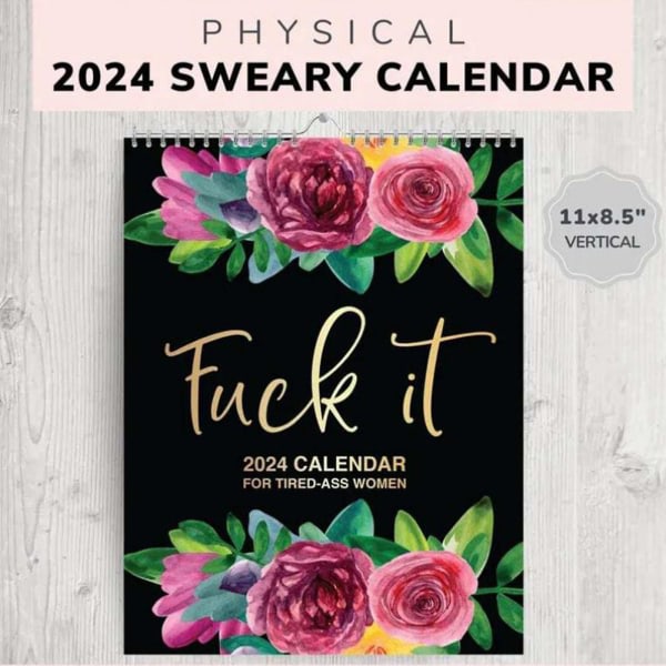 Funny Fuck It Wall Calendar 2024 för trötta kvinnor, kalender 2024 från januari till december, unika kvinnor kalender för planering/organisering 1pcs