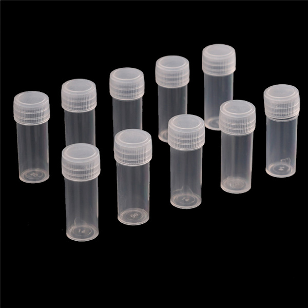 10 st plastprovflaskor 5 ml provrör liten flaska flaskpropp