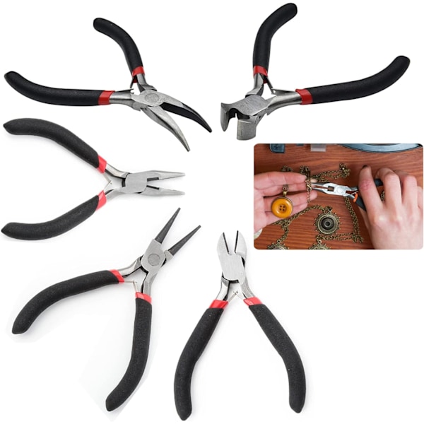 5pcs Jewelry Pliers Jewelry Round Pliers DIY Electrical and Carpentry Tools, DIY Jewelry Making (Small)