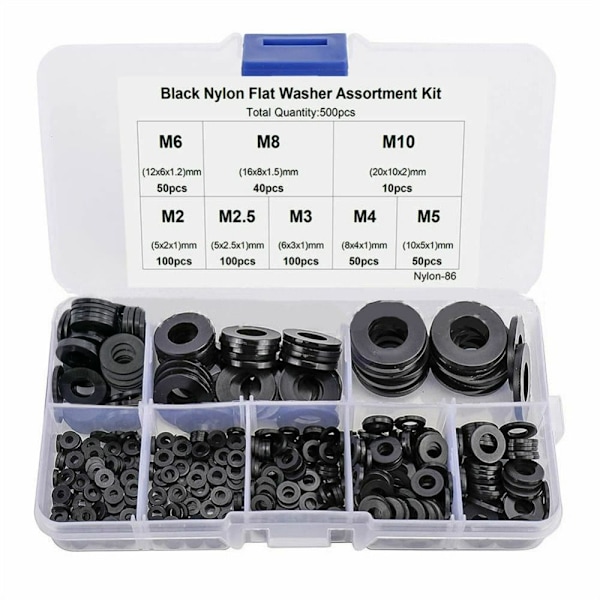 500 pcs Nylon Black Nylon Flat washers