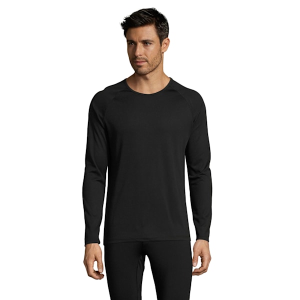 SOLS Herr Sporty Langarmet Performance T-skjorte XL Svart Black XL