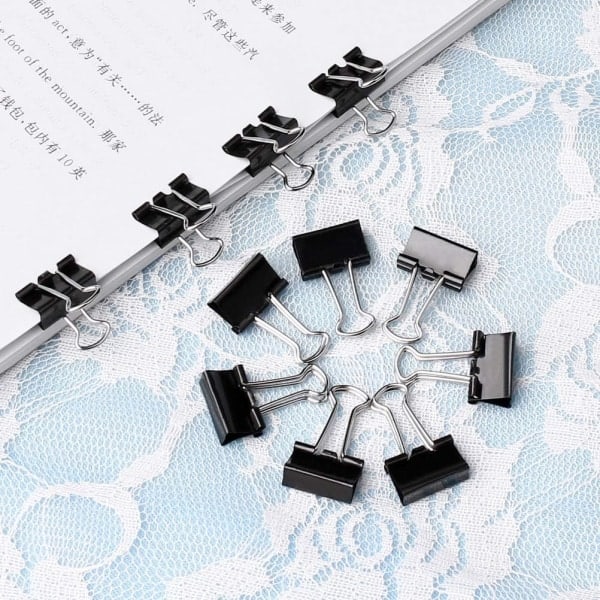 60 st Bulldog Clips 25mm Små Gemensamma Klämmor Svarta Vikbara Häftklamrar Stationära Metall Gem
