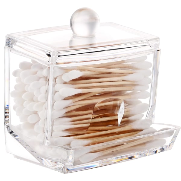 Acrylic Q-Tip Cotton Swab Storage Dispenser, Clear Cotton Ba