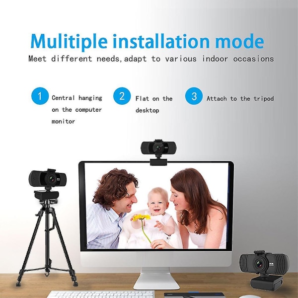1440p webkamera med mikrofon roterbar 2k autofokus datamaskin pc skrivebord mini webkamera webkamera for direktesending arbeid--