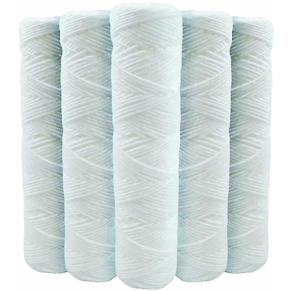 Set of 5 Flushed Water Filter Cartridges Anti-Sediment 9 Inch 3/4 - 20 Micron Compatible with 10 Inch Filters Made in France Cross