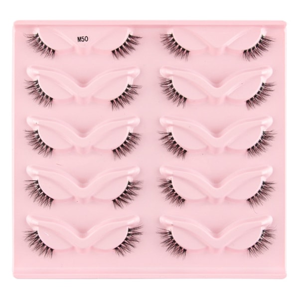 Halve Vipper Naturlig Look Wispy Cat-Eye Øyevipper 3D Løse Øyevipper Fluffy-Myke 10 Par Falske Mink Kunstige Vipper Sett A