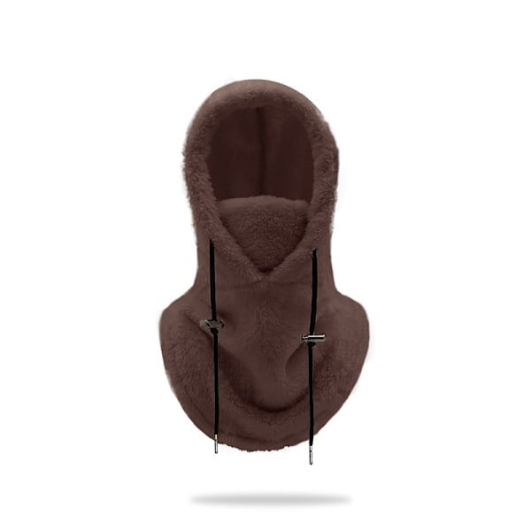 Sherpa Hætte Skimaske Vinter Balaclava Koldt Vejr Vindtæt Justerbar Varm Hætte Over Hat Hue Halstørklæde 54*33cm brown