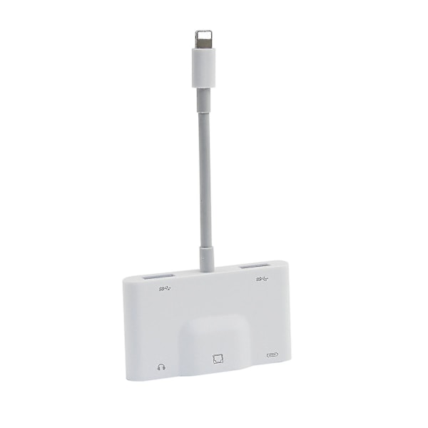 Lightning till RJ45 Ethernet LAN Kabelansluten Nätverksadapter 5 i 1 USB OTG LAN RJ45 Ethernet 3,5 mm Höghastighetskonverterare