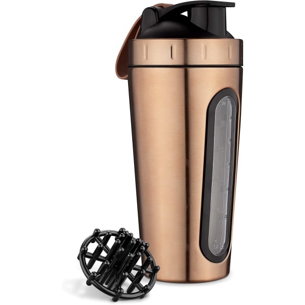 Protein shaker bottle in stainless steel, fitness for protein shake