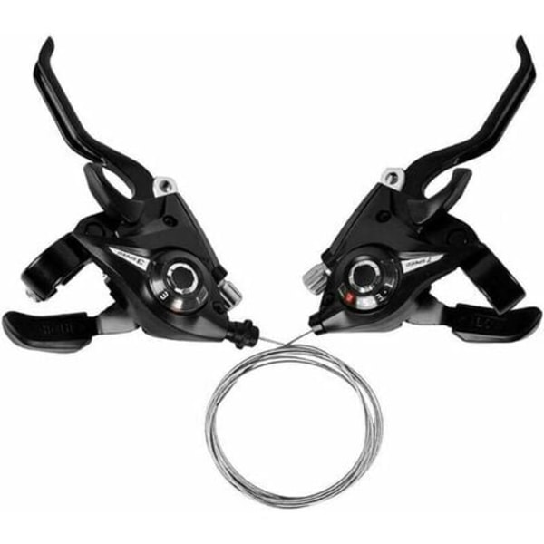 Girskifter for sykkel, 3 x 7 gir for MTB, med bremsekabel og girindikator.