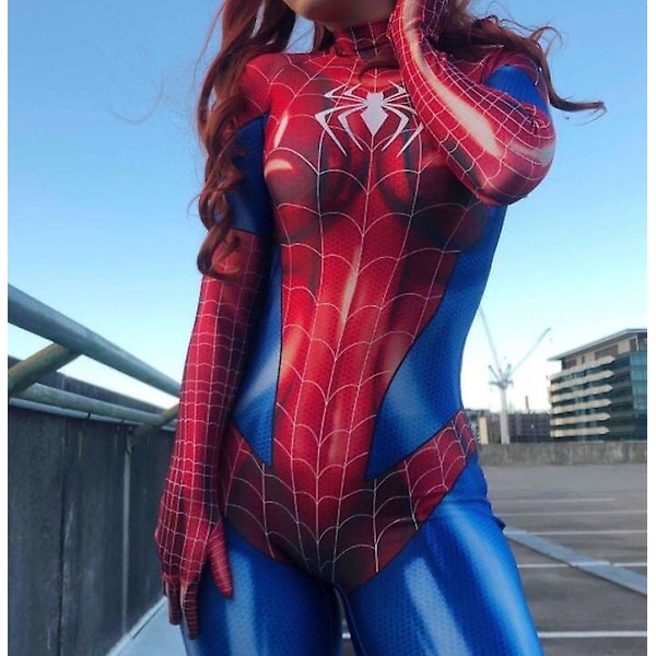 Spiderman Cosplay Kostume til Kvinder Halloween Påske Ed rød red XL