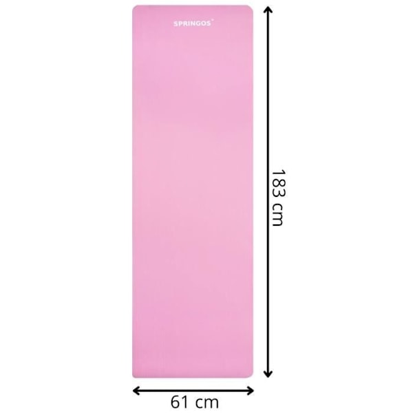 Yogamatta - SPRINGOS - 183 x 61 cm - Tjock 15 mm - Bärrem - Rosa Pink
