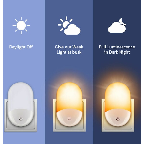 Lasten LED-yövalo sähköpistoke monivärinen automaattinen plug-and-play-sektorin yövalo hämäräsensorilla 2 kpl