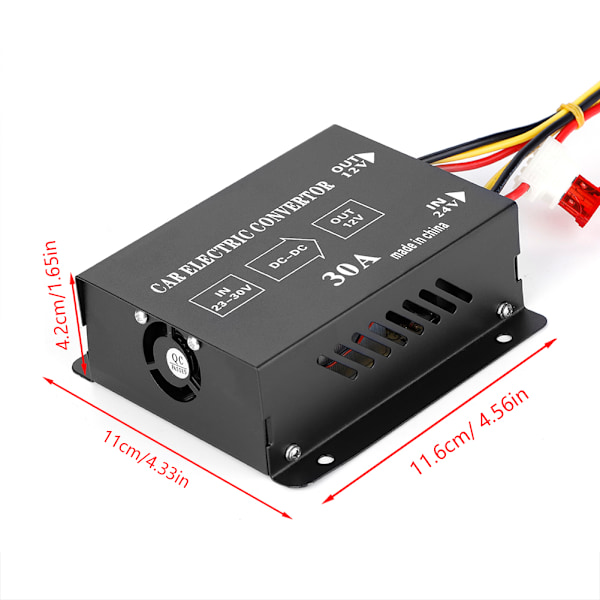 Bil Lastbil 30A 360W DC 24V til 12V Strøm Konverter Elektrisk Spændingsreducer Trin ned Transformer 0.4