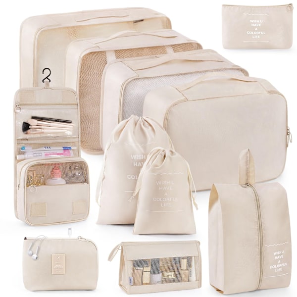 Reiseoppbevaring syvdelt sett toalettveske klær og undertøy emballasje sammenleggbar veske (Cosmetic Bag Set of 8) Grey