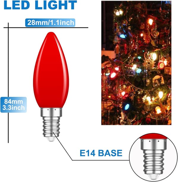 10-pak E14 1W farvede pærer, E14 farvede LED-pærer, E14 farvede LED til lyskæder, fester, julepynt