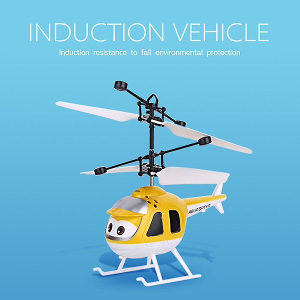 Tecknad Intelligent Sensing Flygande Leksak Fjärrkontroll Helikopter Leksak Med LED-Ljus Yellow