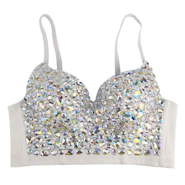 Glittrande Topp för Kvinnor, Dans-Crop Top med Pärlor XL
