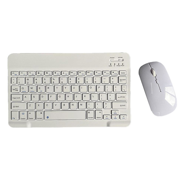 Opladeligt Bluetooth Tastatur og Mus Combo Ultra Tyndt Bærbar Kompakt Trådløs Mus Sæt til Android Windows Tablet Telefon Ipad Ios White