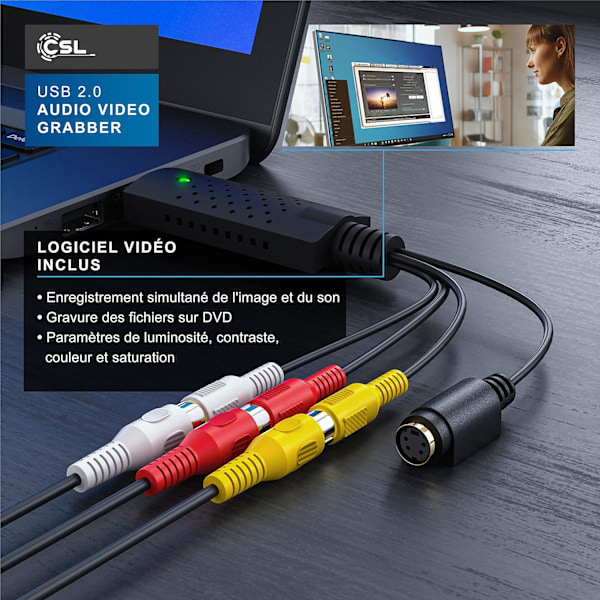 Opptaker Capture Box Lyd Video Konverter Capture USB 2.0 Lyd Video Grabber VHS Ny versjon Ny programvare kompatibel med Windows 10