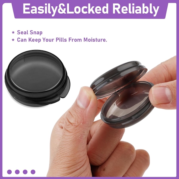 Liten Pillerask, Söt Bärbar Pillerask för Ficka Plånbok Daglig Rund Mini Förvaringsbehållare Hörlursfodral 4-Pack (6 St-Svart)