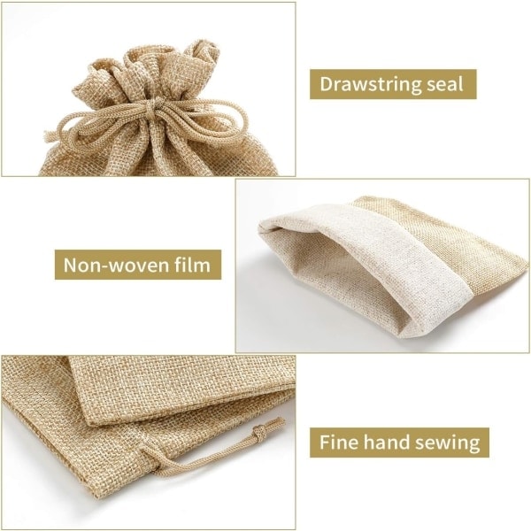 20 kpl Jute-kasseja, Jute-kassit 15 x 20 cm, kassit adventtikalenterille, koruille, vieraslahjoille ja käsitöille, jute-kassit, kangaskassit - Joulu WELLNGS