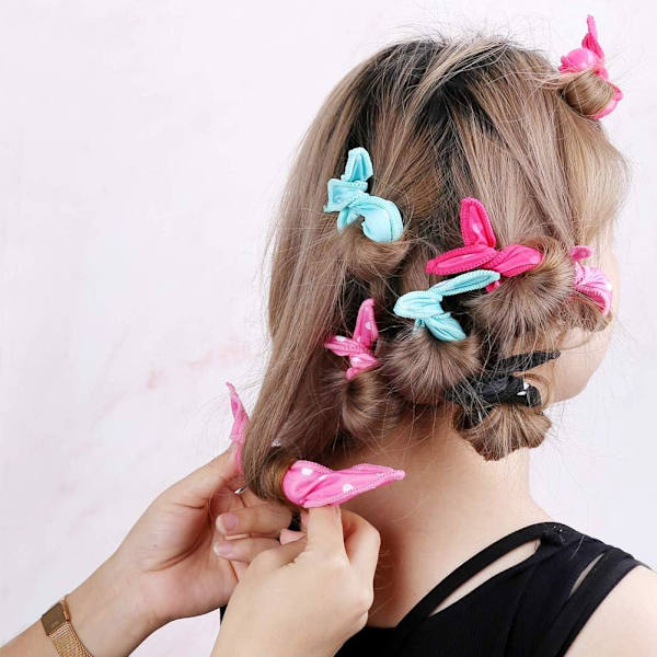20 st Skumhårrullear, Flexibla Blå Prickar Hårfrisyrer DIY Styling Verktyg Mjuka Nattsömn Svamp Hårrullear, För Kvinnor Flickor Present