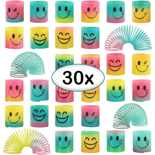 30 Spring Party Bag Fillers Rainbow Fidget Mini Smile Toys for Pinata Party Favour for Kids Boys Girls