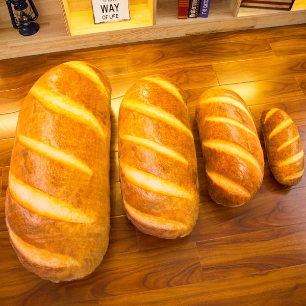 Wepop 24 tommer 3D-simulering Brødform Pute Myk Lumbar Baguette Ryggpute Morsom Mat Plysj Fylt Leketøy