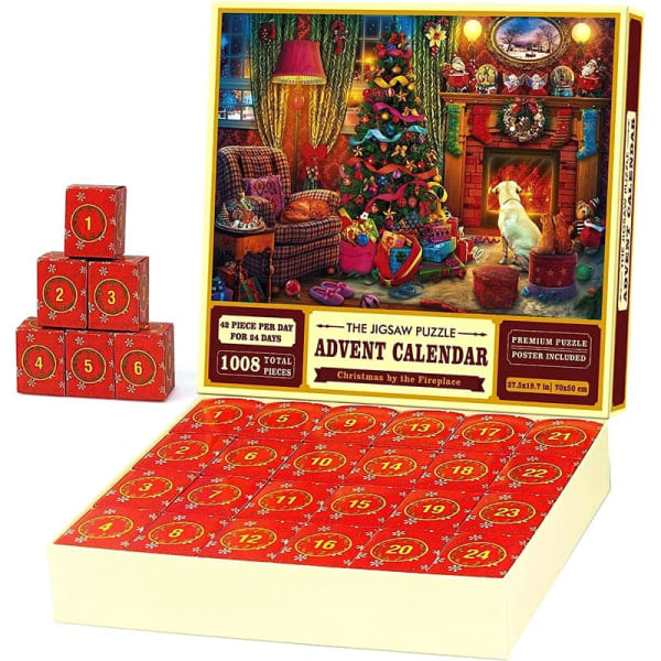 Adventskalender 2023 Julpussel 24 delar 1008 pusselbitar Nedräkning till julpresenter för barn