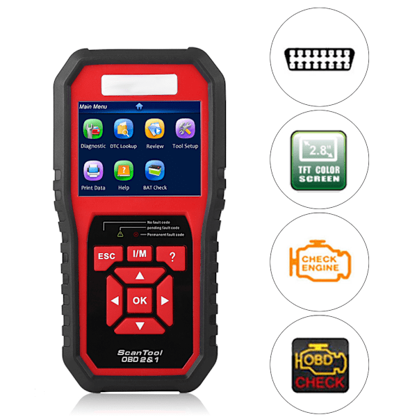 KW850 OBDII OBD2 EOBD Autonäyttötyökalu Vikadiagnosointilukulaite