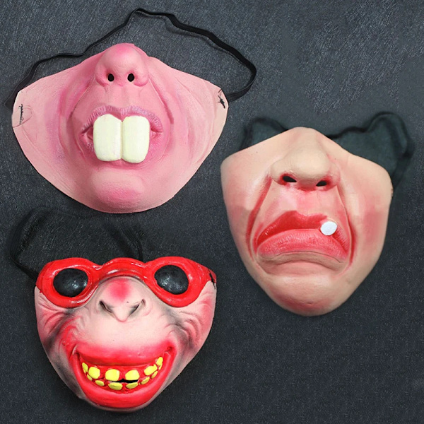 Lateksinen Puolinaamio Klovninaamio Cosplay Rekvisiitta Humoristinen Joustava Nauha Kauhistuttavat Pelottavat Naamiot Aikuisten Juhlat Hauska Halloween Koristelu G