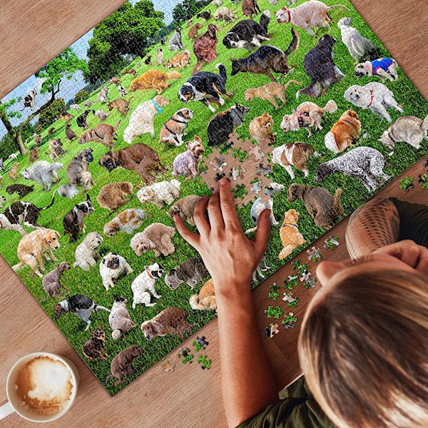 1000 brikker Hundehvalpe der laver stort Puzzle Sjov Stresslindring for Hundeelskere 101 Dog Poop Puzzle