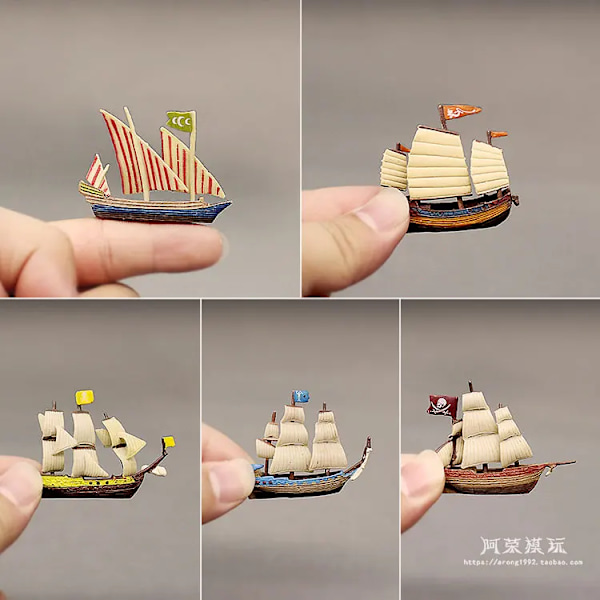 Miniatyrmodell Mini Piratskip Hav Yacht Hav Glede Båt Dekor Liten Retro Triangulær Seilskute Actionfigur Leker