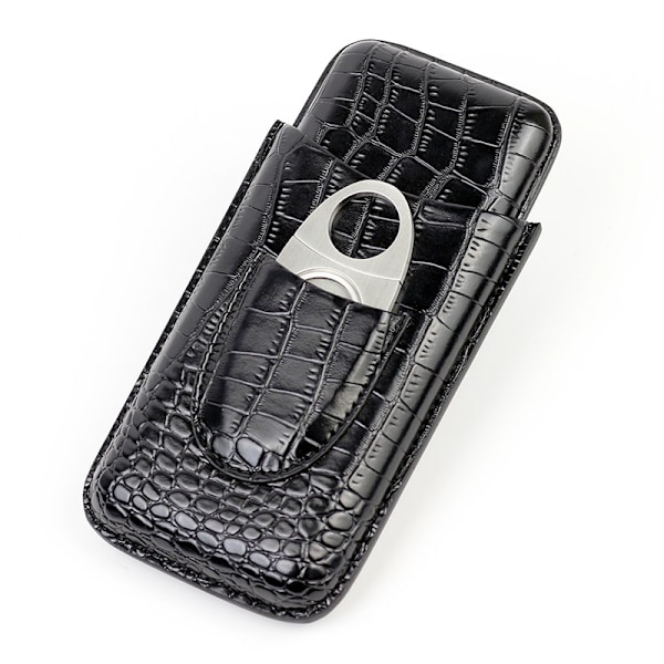 /#/3 Rör Cigarrfodral Krokodilskinnsmönster Läder Cigarr Humidor Humidor Cigarrlåda/#/