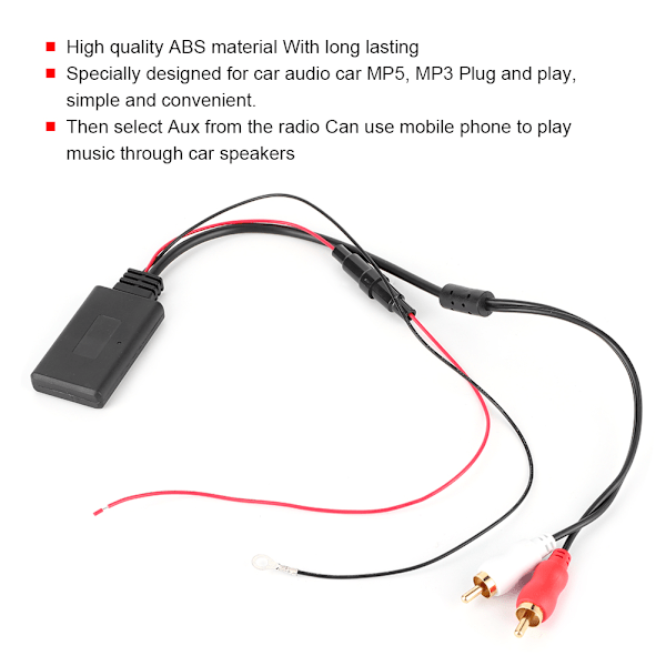 Universal Bluetooth AUX-modtager Modul 2 RCA AUXIN Adapter til Bilstereo