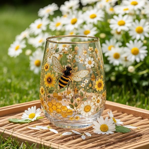 Tekoppar i glas passar både varma och kalla drycker, medan blomsteremaljerade konstglaskoppar är perfekta för heminredning. bee