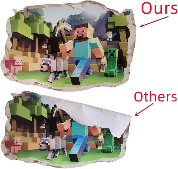 Minecraft Väggdekal, Väggsticker Barnrum, Väggkonst Rum Pojkrum Poster Mural Tapet Väggdekaler Gåva