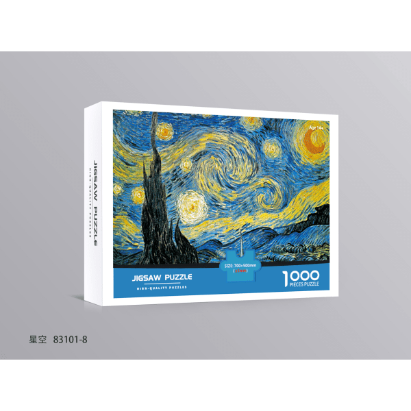 Christmas Series White Card Puzzle - 1000-bitars papperspusselleksak, 52x38cm, originaltillverkare (Starry Sky)