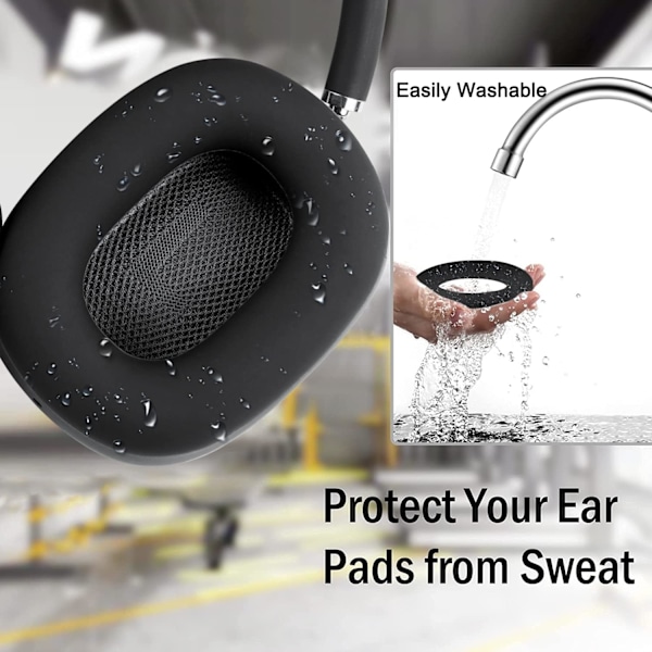 Skyddande silikonöronkuddar för AirPods Max hörlurar, svettresistenta, lätta att tvätta, robust hållbarhet