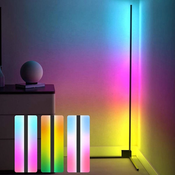 Gulvlampe RGB Fargeskiftende LED Lys Smart Hjørnelampe Gulvlampe